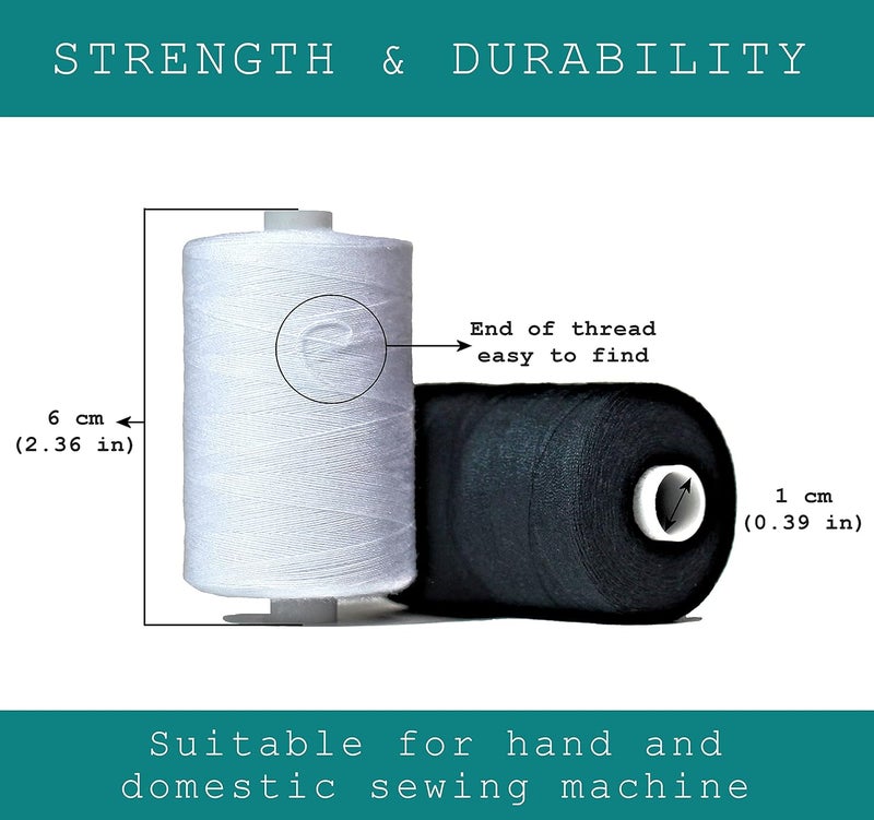 BlesSew Gray Sewing Threads - 10 Large Spools of Polyester Thread for Hand, Quilting & Sewing Machine - Grey Shades Plus Black & White - 1000 Yards Per Spool - Image 3